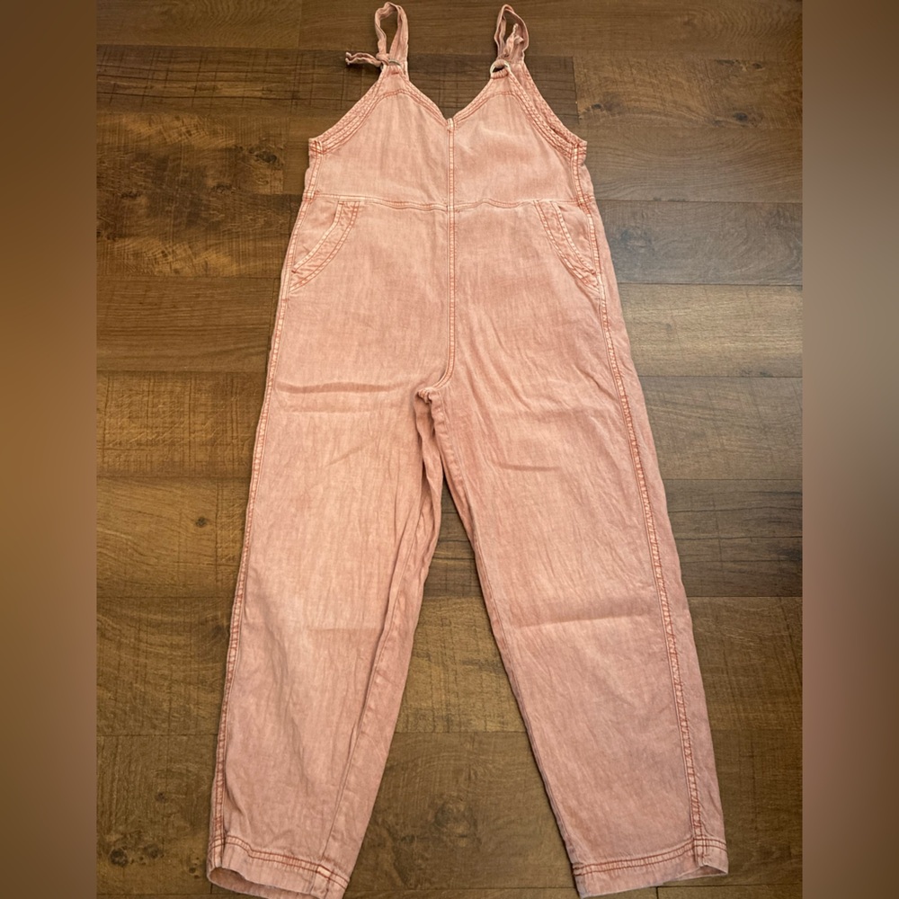 American Eagle Outfitters Clay Orange Overalls Linen Blend Jumpsuit Women’s M